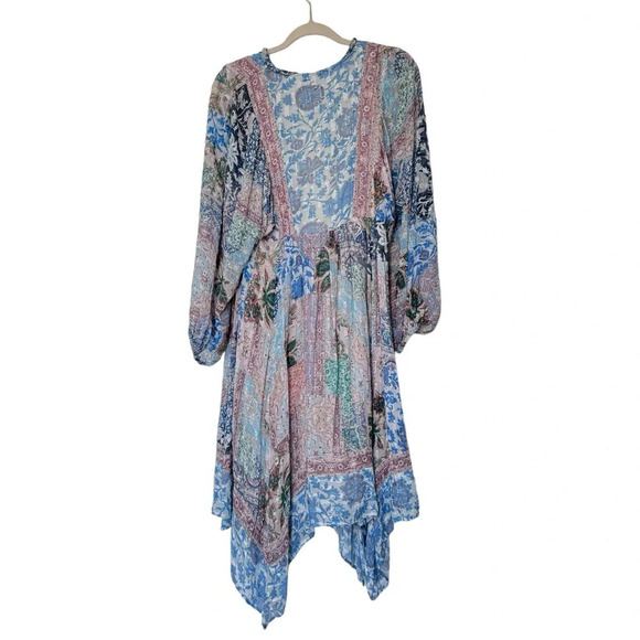Anthropologie Sky Cressida Balloon Sleeve Midi Dress Tassel Beach Boho Fun Sz XS - Picture 11 of 14
